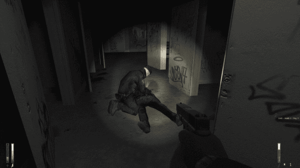 The image shows the main character pointing a pistol to another character in the Cry of Fear game