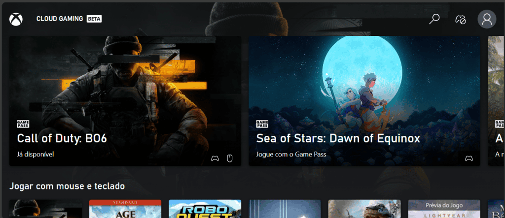 The image shows the Xbox Cloud Gaming Website